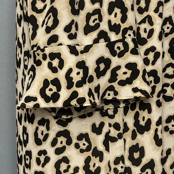 Y2K Animal Print Womens Top M Derona Surplice Beige Leopard Ruffle Classic Mob - Picture 7 of 13